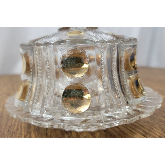 Antique Famous Gold by Co-Operative Flint EAPG Clear Butter Cover Dish 1880S - Picture 6 of 12